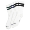3-pack of white Athletique Classique Clean Stripes socks with navy, black and green stripes