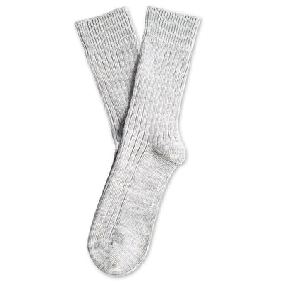 Light grey melange and off white Relax Heavy Rib Supermelange socks, product photo on white