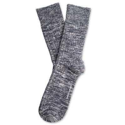 Navy and off white Relax Heavy Rib Supermelange socks, product photo on white background