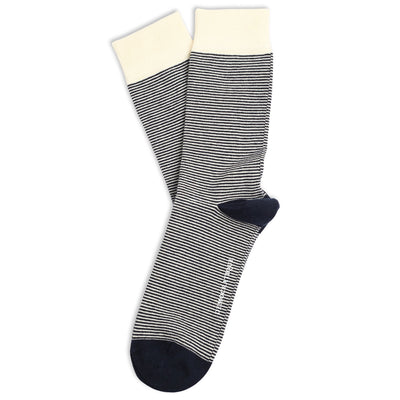 Navy and off white Originals Ultralight Stripes socks in organic cotton, product photo on white