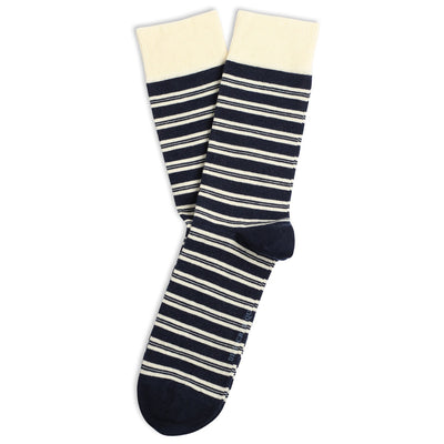 Navy and off white Originals Ultralight Power Stripes socks, product photo on white