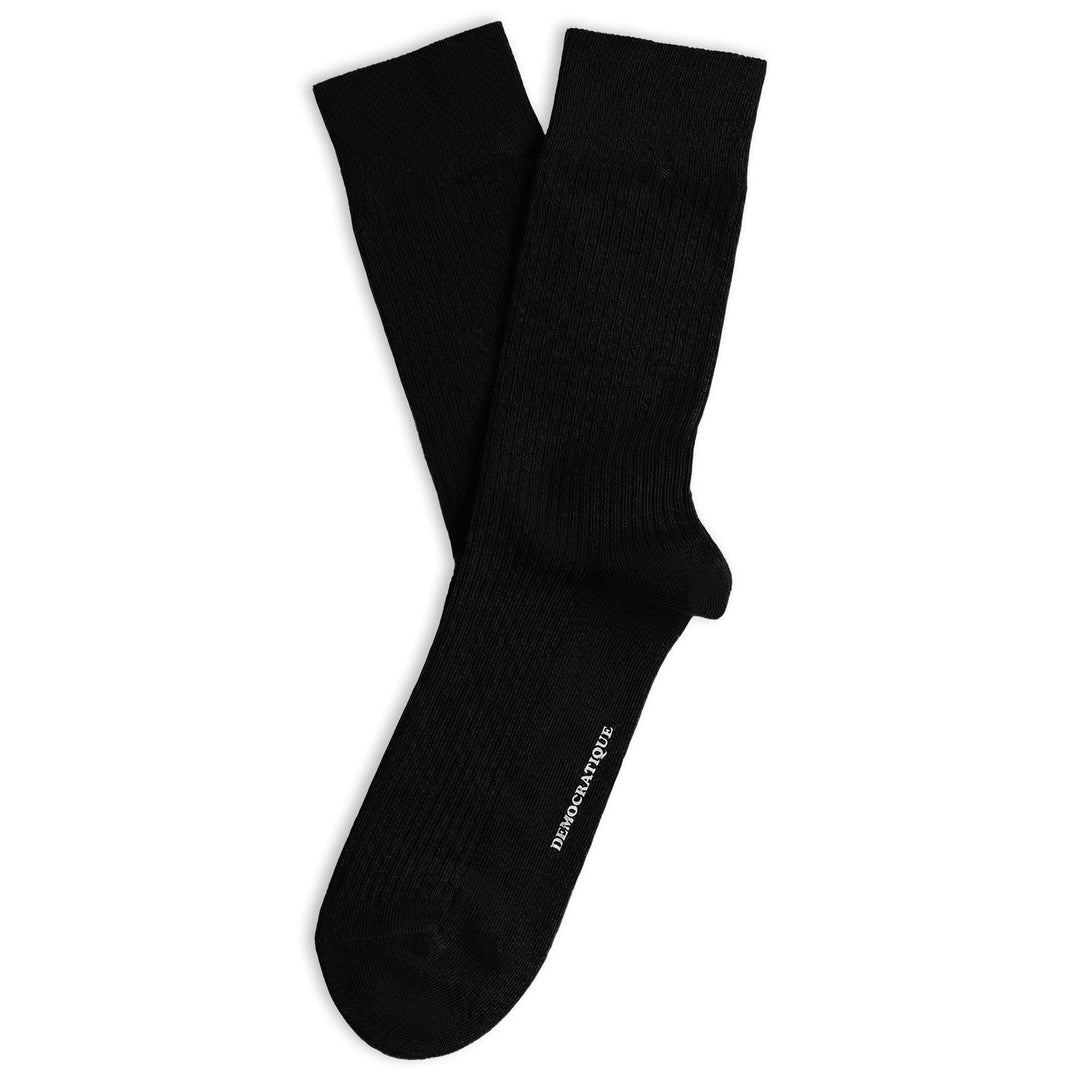 Democratique Socks Originals Fine Rib Black — sock subscription