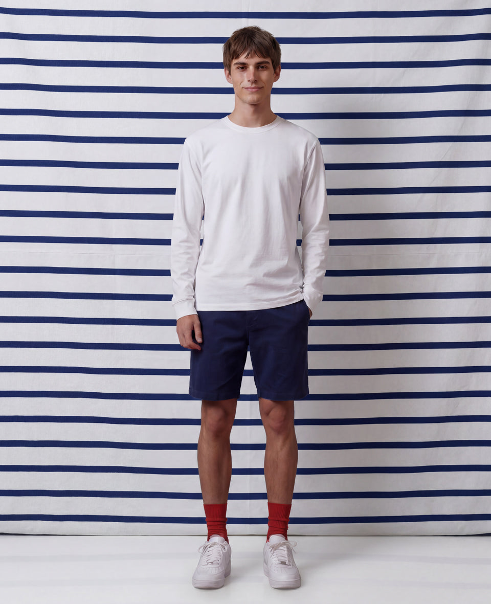 Democratique Socks Fine Rib Red Moon worn with Nike Air Force 1 sneakers
