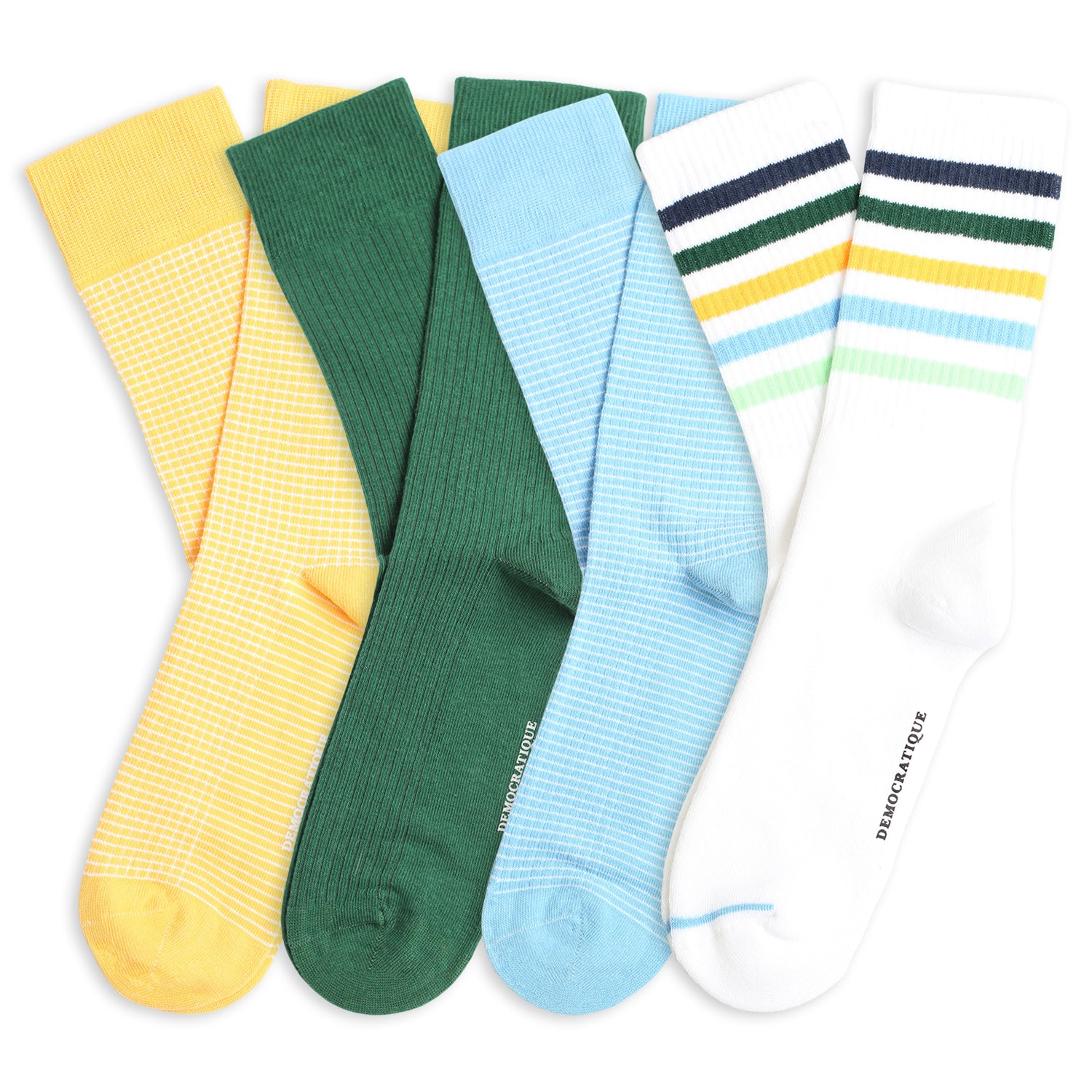 4-pack Democratique Necessities Summer Tough Green / Cold Orange / Palm Springs Blue - Democratique Socks
