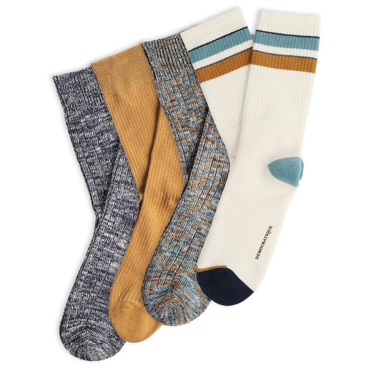 4-pack Fine Rib, Athletique and Relax Socks Offwhite / Irr / Gold / Navy