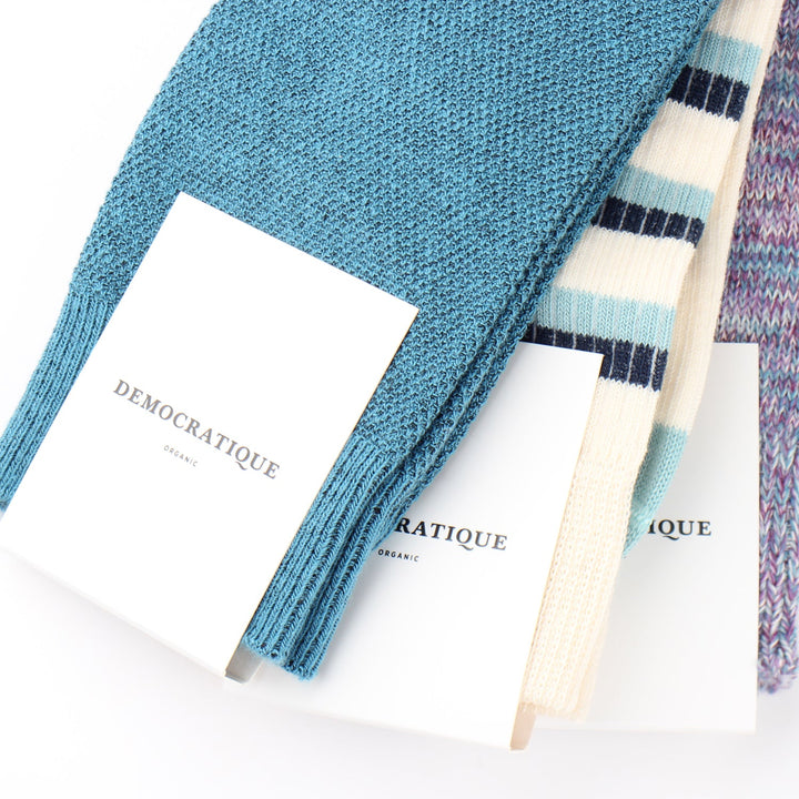 Originals Champagne Pique Organic Cotton Petroleum Blue - Democratique Socks