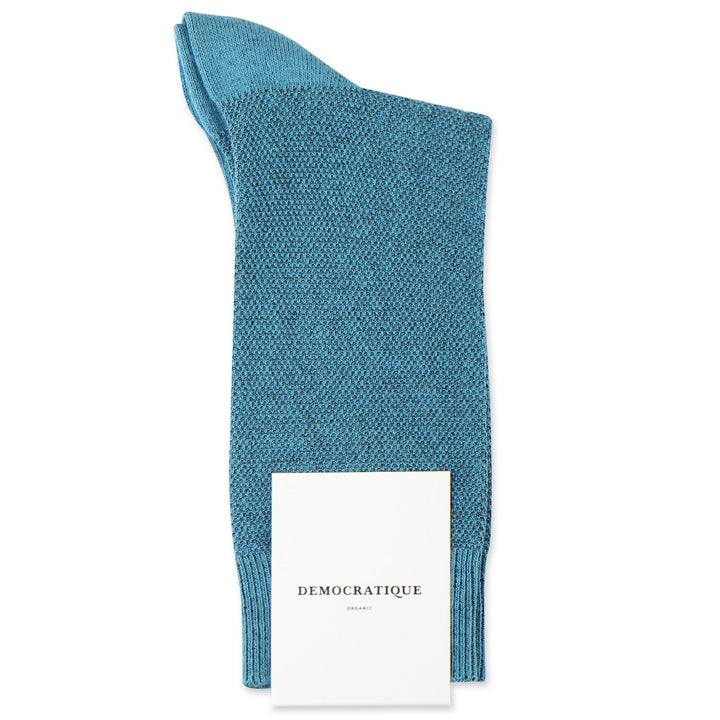 Originals Champagne Pique Organic Cotton Petroleum Blue - Democratique Socks