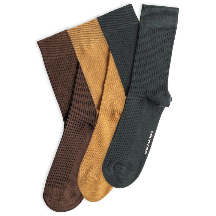 3-pack Originals Fine Rib Socks Brown/Gold/Green