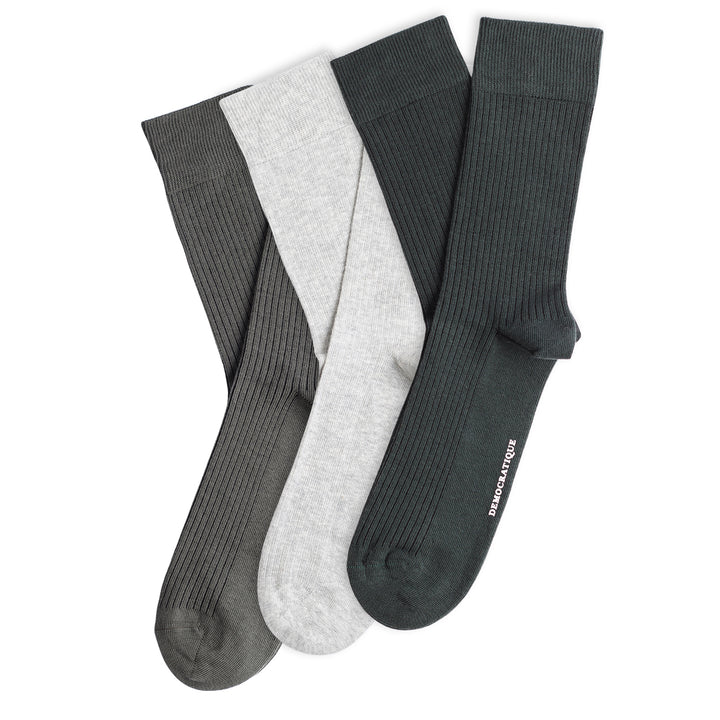 3-pack Originals Fine Rib Socks Forest Green / Army Green / Grey