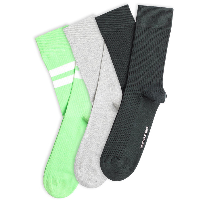3-pack Originals Fine Rib Socks Forest Green / Butterfly Green / Grey