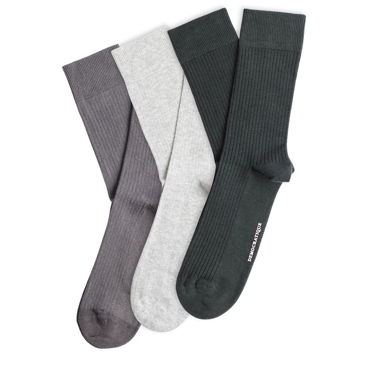 3-pack Originals Fine Rib Socks Forest Green / Charcoal / Grey