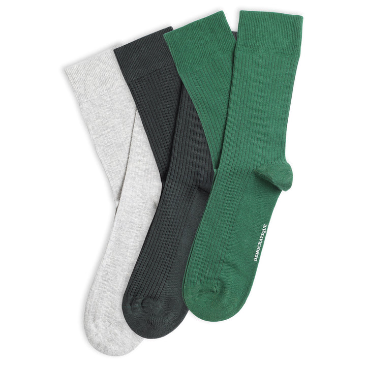 3-pack Originals Fine Rib Socks Grey / Green / Forest Green