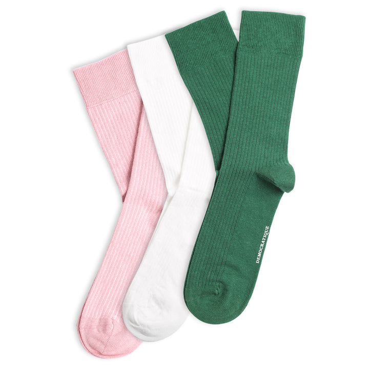 3-pack Originals Fine Rib Socks White / Green / Pink