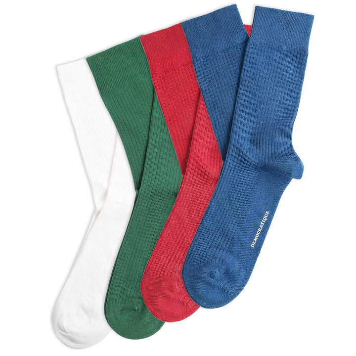 4-pack Originals Fine Rib Socks Italy White / Red / Green / Henri Blue