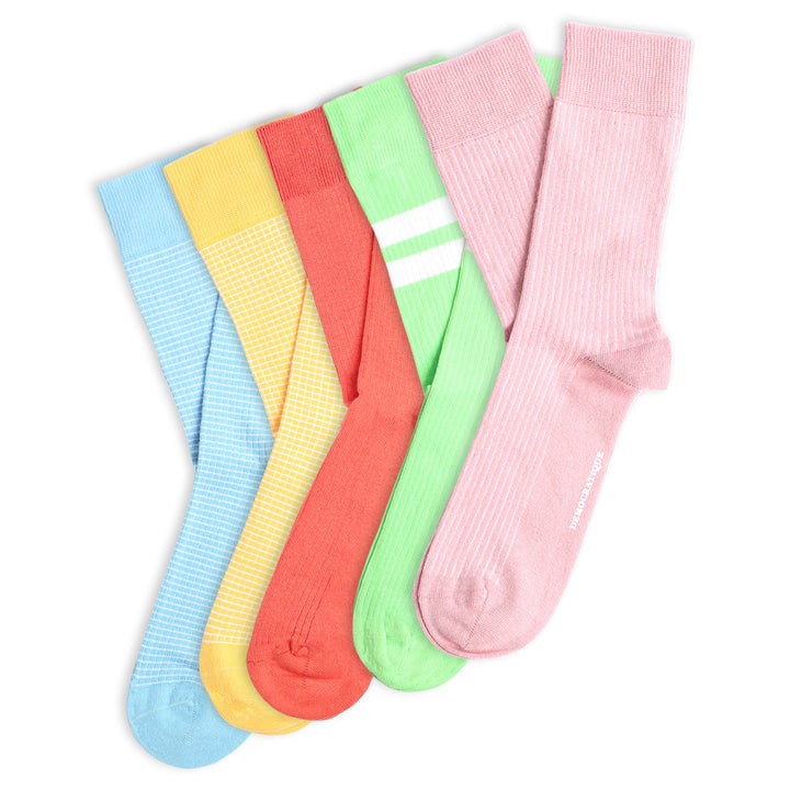 5-pack Originals Fine Rib Socks Pink / Orange / Blue / Green / Yellow