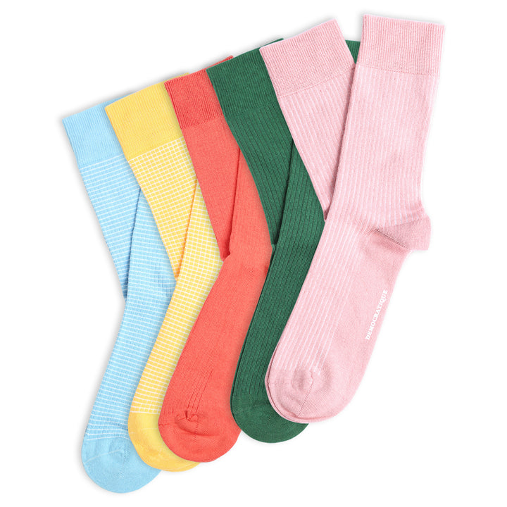 5-pack Originals Fine Rib Socks Pink / Orange / Blue / Green / Yellow