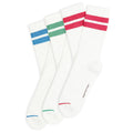 3-pack of white Athletique Classique Clean Stripes socks with green, red and blue stripes