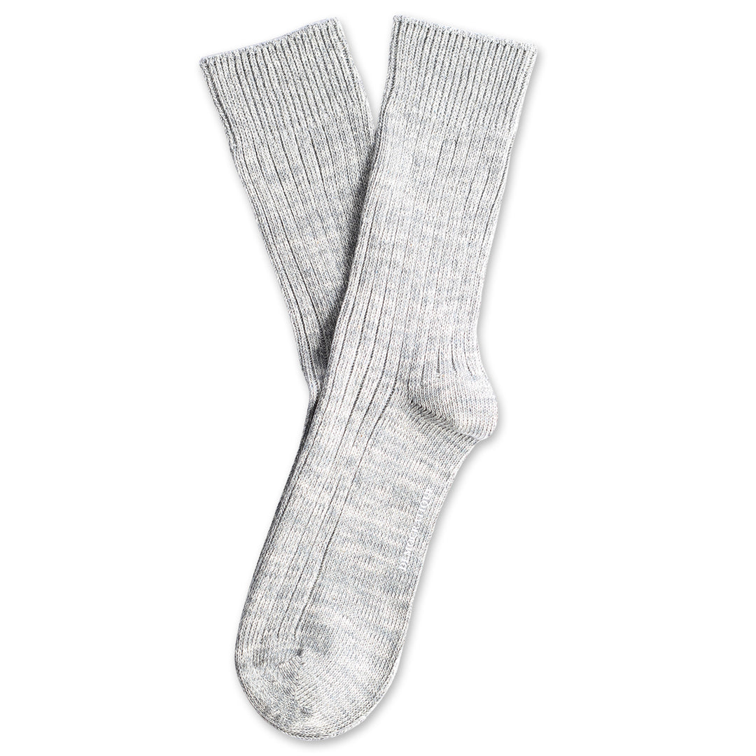 Relax Heavy Rib Supermelange Light Grey Melange / Off White - Democratique Socks