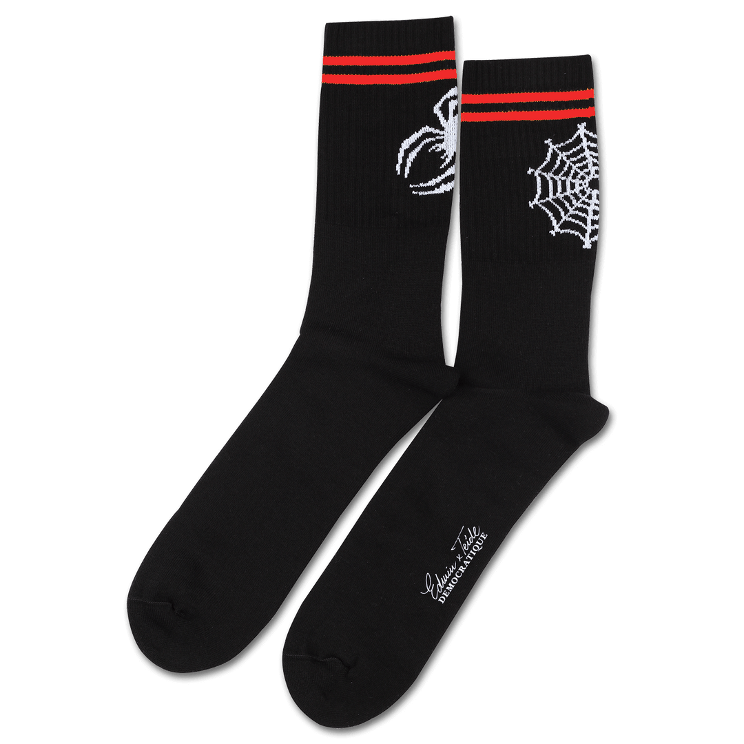 Edwin x Teide x Democratique Socks Athletique Black / Red - Democratique Socks