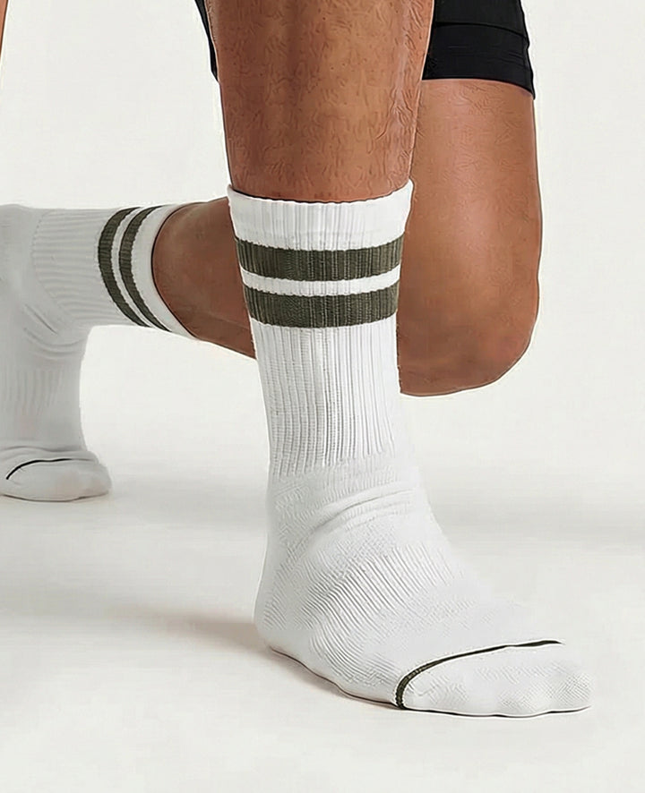 Athletique Classique Clean Stripes Organic Cotton Clear White / Army