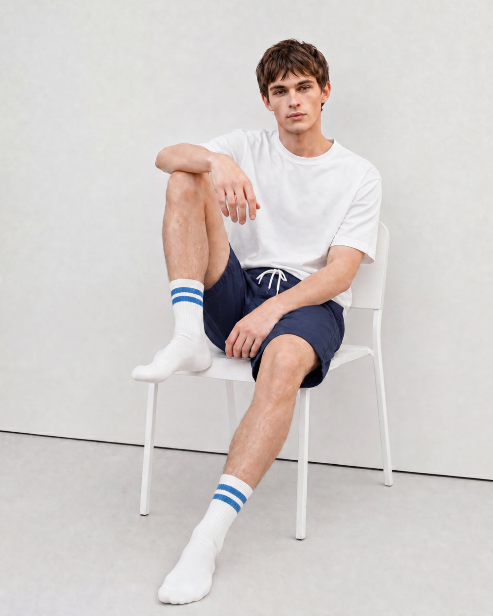 Athletique Classique Clean Stripes Organic Cotton Clear White / Henri Blue