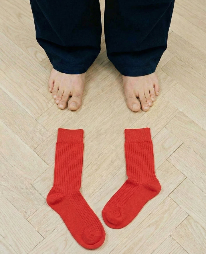 Originals Fine Rib Socks Red Moon