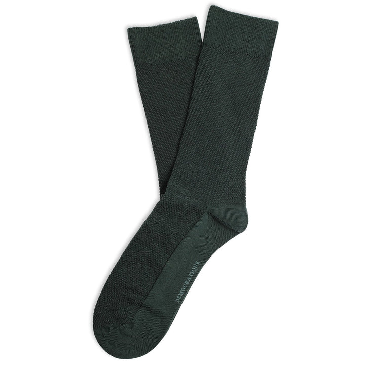 Democratique Socks Originals Champagne Pique Forest Green - Democratique Socks
