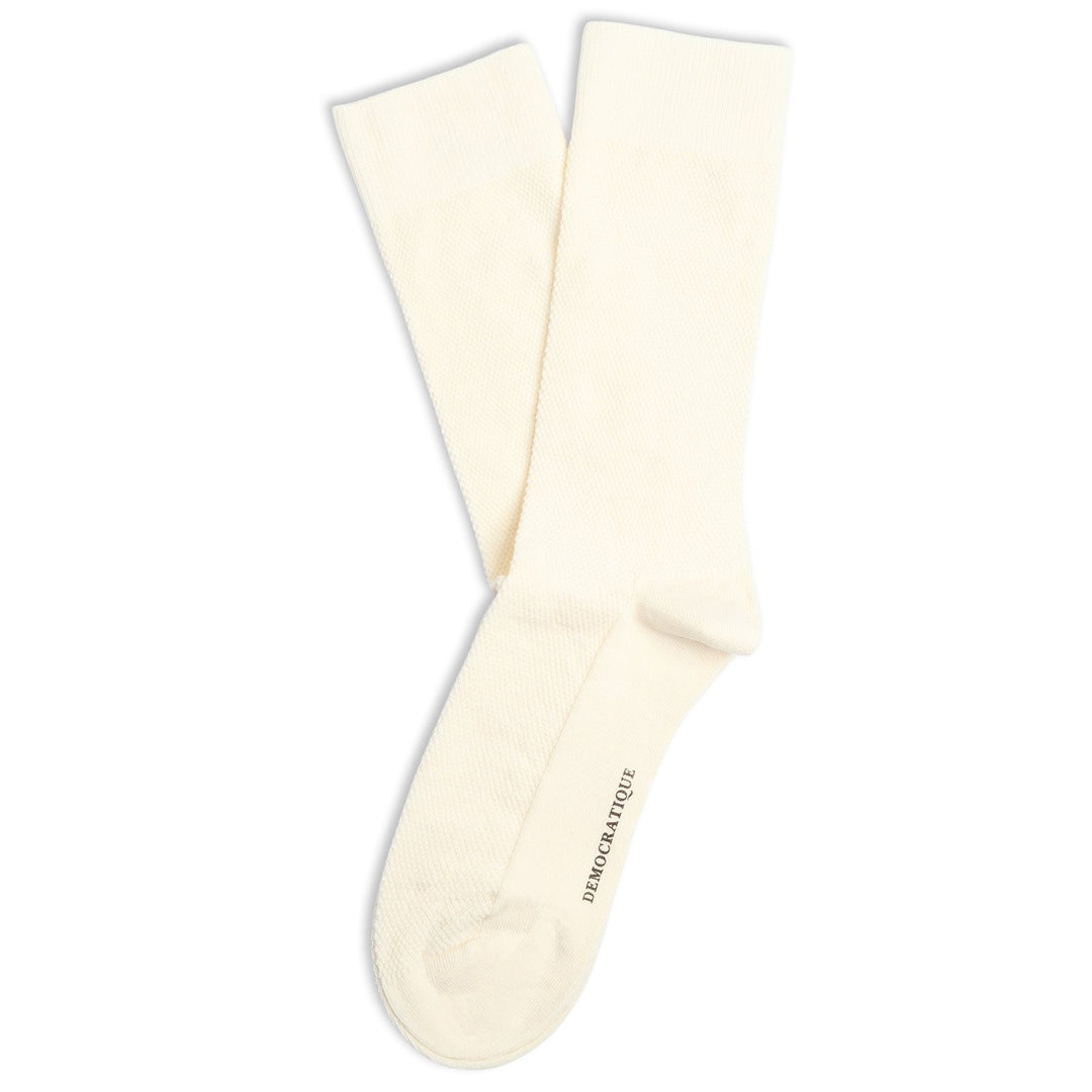 6- Pack Originals Champagne Pique Socks Off White - Democratique Socks