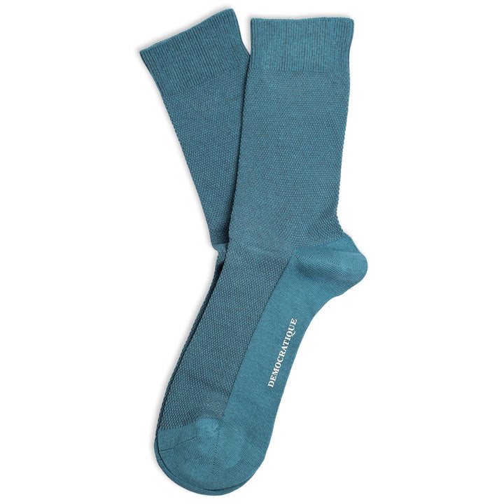 Originals Champagne Pique Organic Cotton Petroleum Blue - Democratique Socks