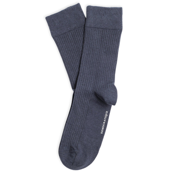 Democratique Socks Originals Fine Rib Organic Cotton New Blue - Democratique Socks