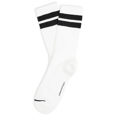 Clear white Athletique Classique Clean Stripes socks with black stripes, product photo
