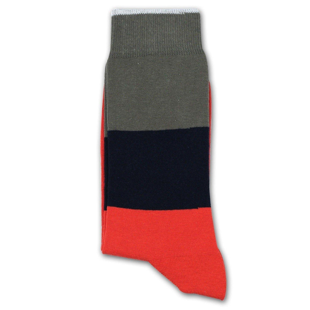 Democratique Socks ORIGINALS BLOCK PARTY Okker Orange / Army / Navy - Democratique Socks