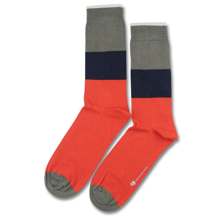 Democratique Socks ORIGINALS BLOCK PARTY Okker Orange / Army / Navy - Democratique Socks